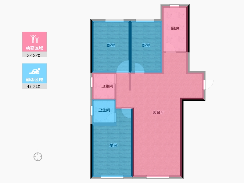 辽宁省-大连市-青云天下-90.59-户型库-动静分区