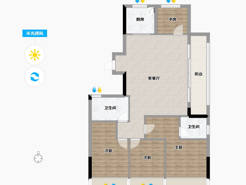 浙江省-杭州市-奥城望-120.00-户型库-采光通风