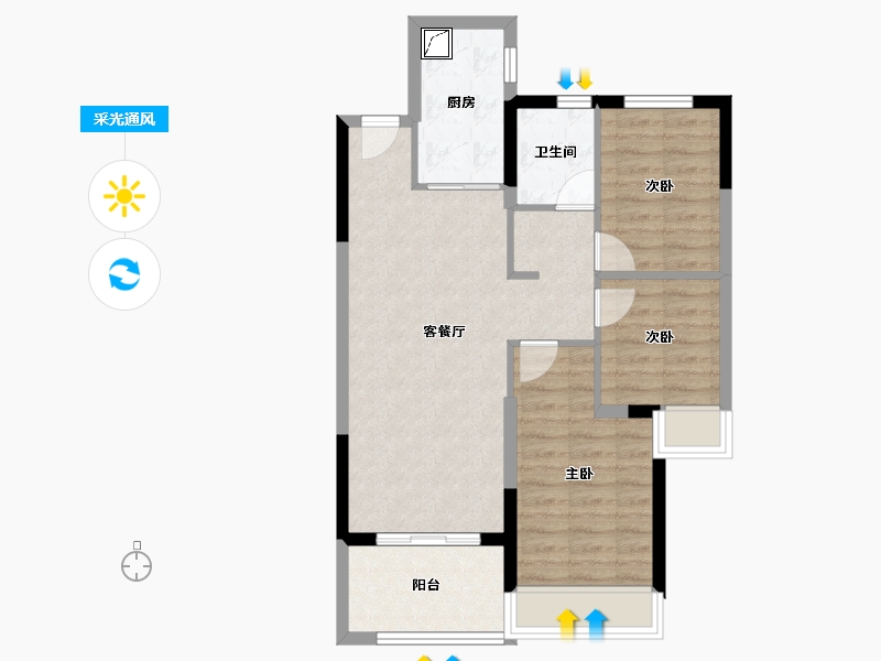 河南省-郑州市-美盛中华城-71.33-户型库-采光通风