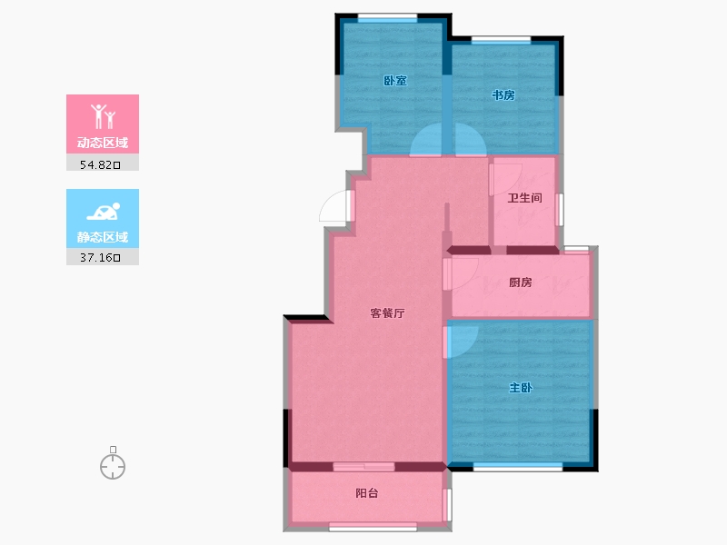 山东省-济南市-山水泉城陶然居​-82.40-户型库-动静分区