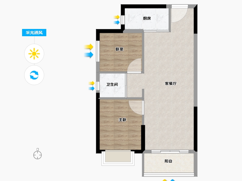 浙江省-嘉兴市-碧桂园·蔚蓝-62.40-户型库-采光通风