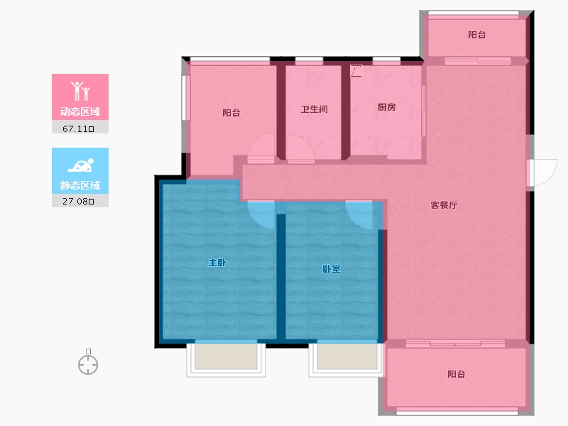 河南省-郑州市-信保·十里樾-83.88-户型库-动静分区