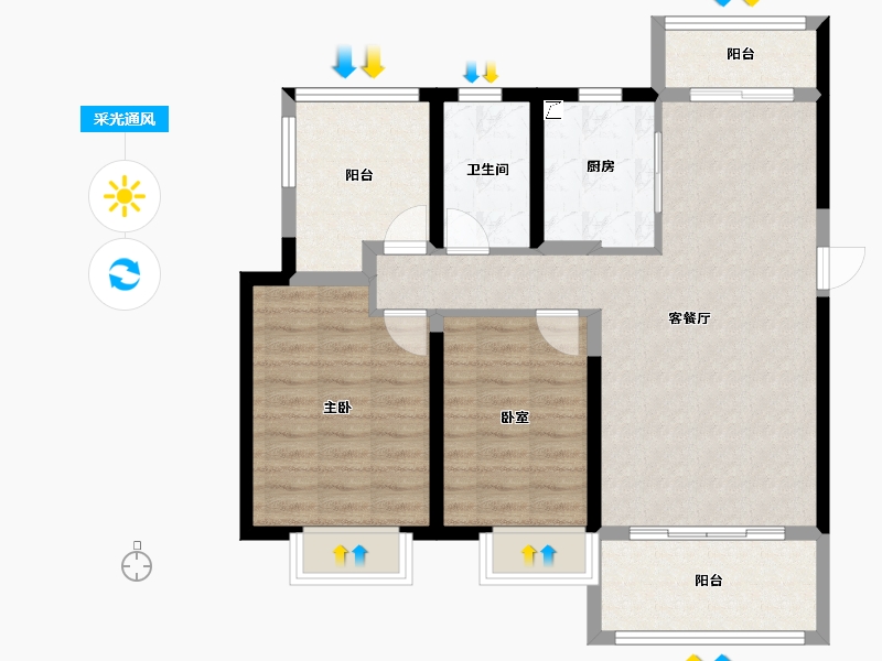 河南省-郑州市-信保·十里樾-83.88-户型库-采光通风