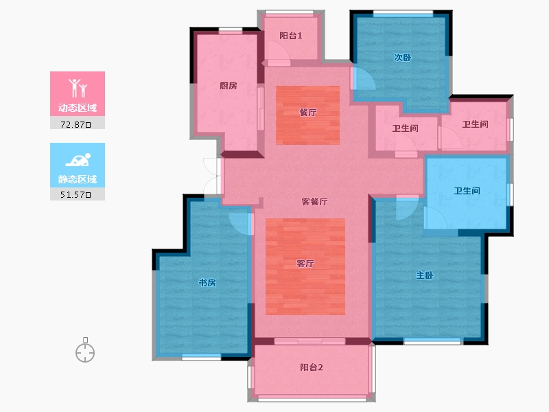 河南省-郑州市-郑东华府·TIVOLI-110.77-户型库-动静分区