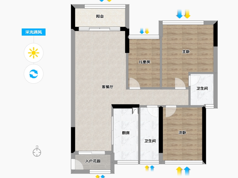 广东省-珠海市-五洲富山园-73.00-户型库-采光通风