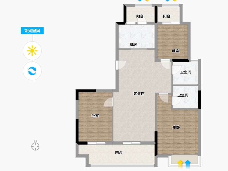 江苏省-淮安市-凤凰星城-108.00-户型库-采光通风