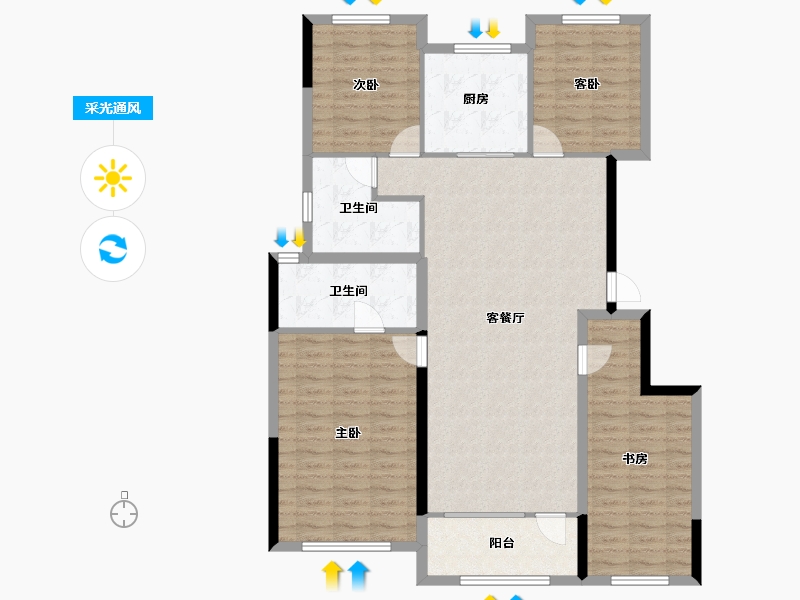 辽宁省-大连市-青云天下-122.54-户型库-采光通风