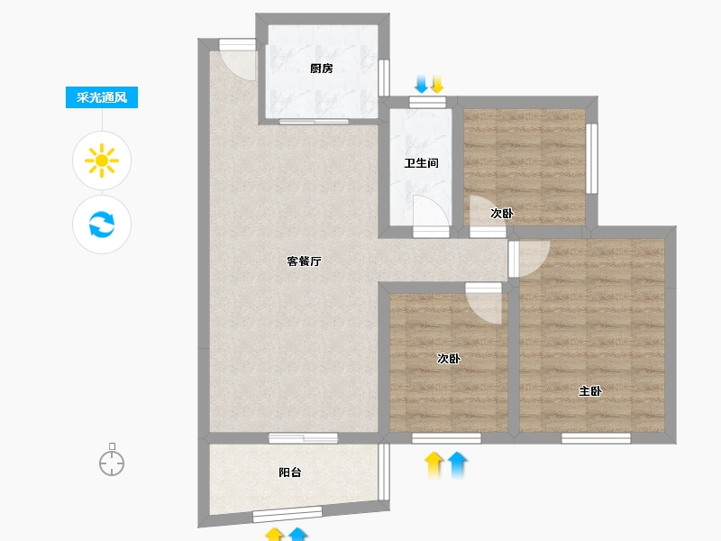 广西壮族自治区-南宁市-区供销社宿舍-80.00-户型库-采光通风