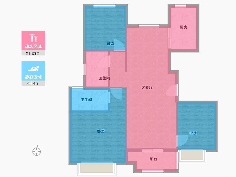 江苏省-南京市-中骏合景·柏景湾-90.00-户型库-动静分区