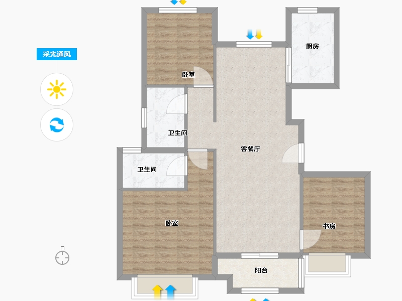 江苏省-南京市-中骏合景·柏景湾-90.00-户型库-采光通风