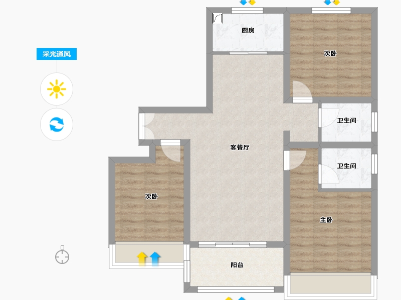 宁夏回族自治区-银川市-国金名城-90.00-户型库-采光通风