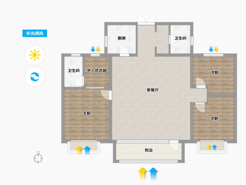 河北省-廊坊市-锦绣书院-118.60-户型库-采光通风