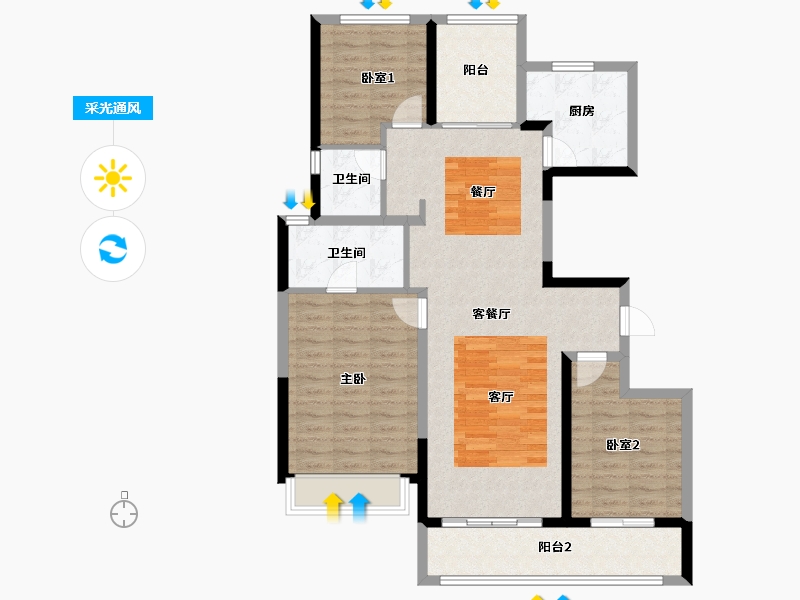 河南省-郑州市-万科·未来时光-105.86-户型库-采光通风