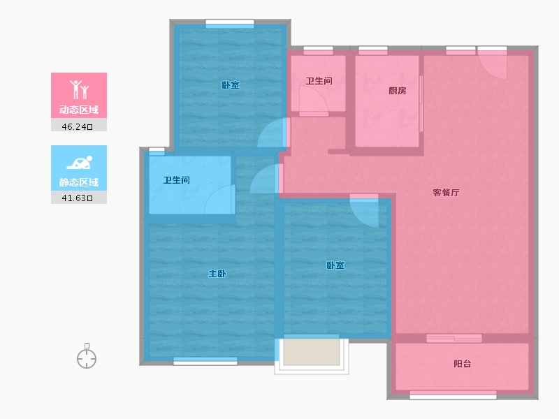 江苏省-徐州市-中梁香缇公馆-88.00-户型库-动静分区