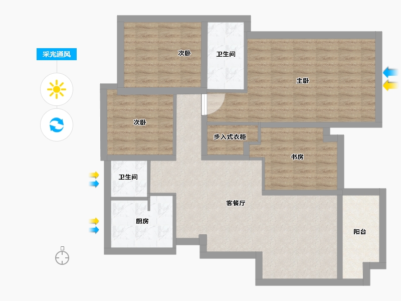 安徽省-合肥市-文一锦门北韵-96.31-户型库-采光通风