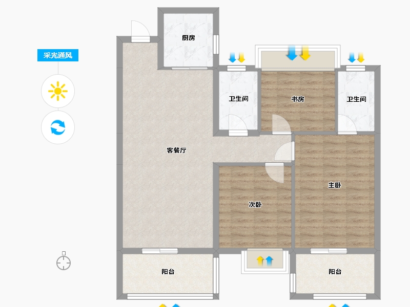 广东省-深圳市-崇文花园-100.75-户型库-采光通风