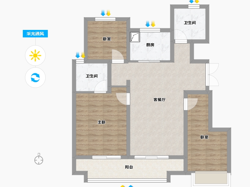 河南省-郑州市-正荣御首府-80.80-户型库-采光通风