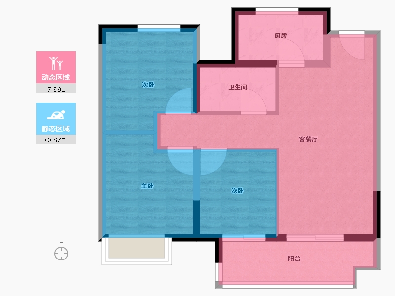 江苏省-苏州市-旭辉吴门里-69.83-户型库-动静分区