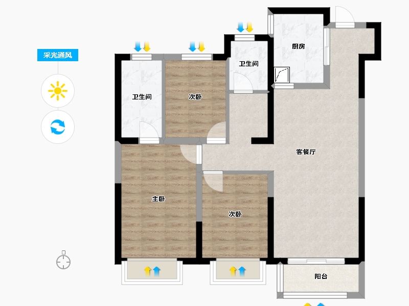 山西省-太原市-万科如园-100.00-户型库-采光通风