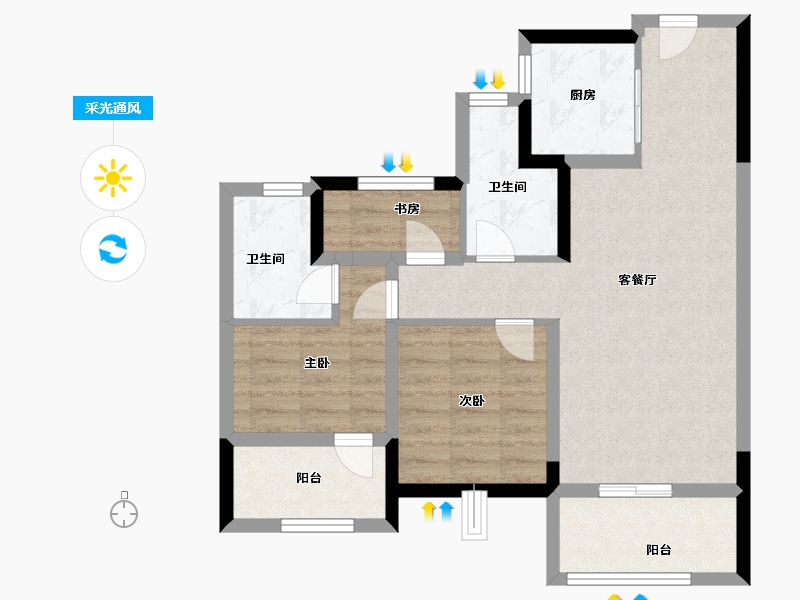 浙江省-嘉兴市-世茂茂悦府-71.20-户型库-采光通风