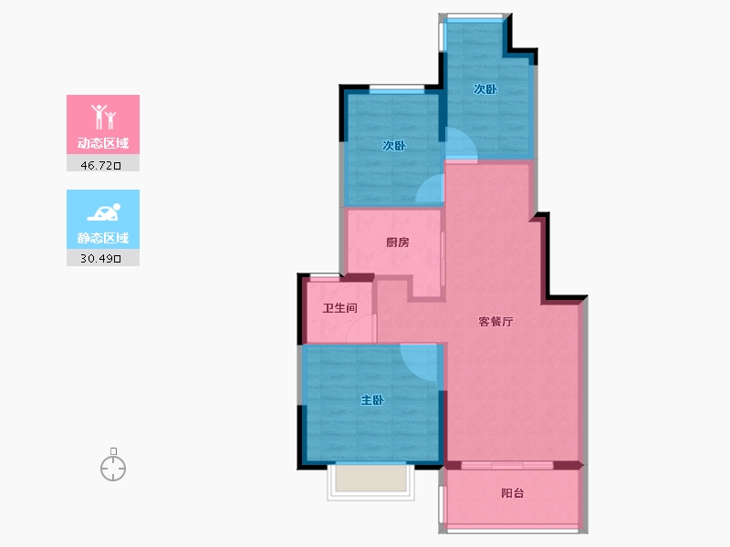 江苏省-苏州市-旭辉吴门里-68.93-户型库-动静分区