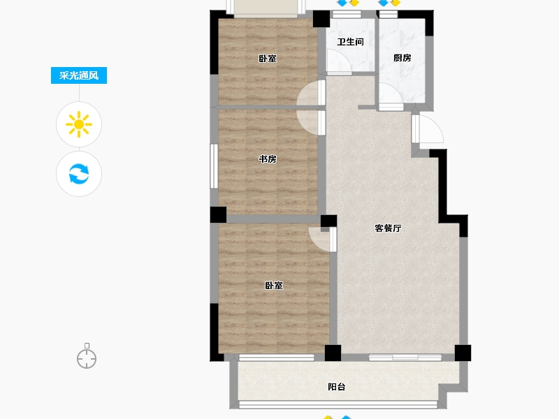 江苏省-南通市-尚上雅居-79.88-户型库-采光通风