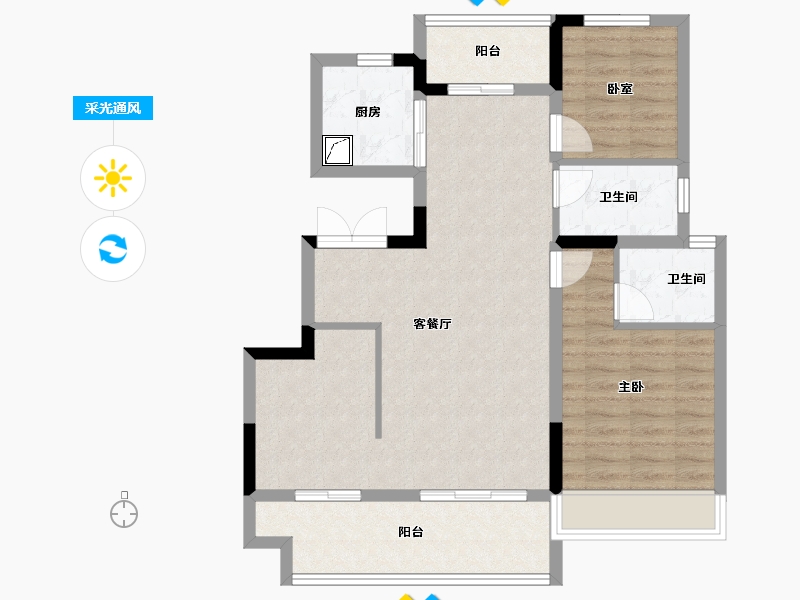 河南省-郑州市-美盛中华城-84.51-户型库-采光通风