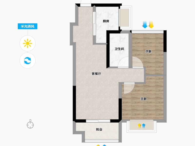 江苏省-苏州市-旭辉吴门里-60.02-户型库-采光通风