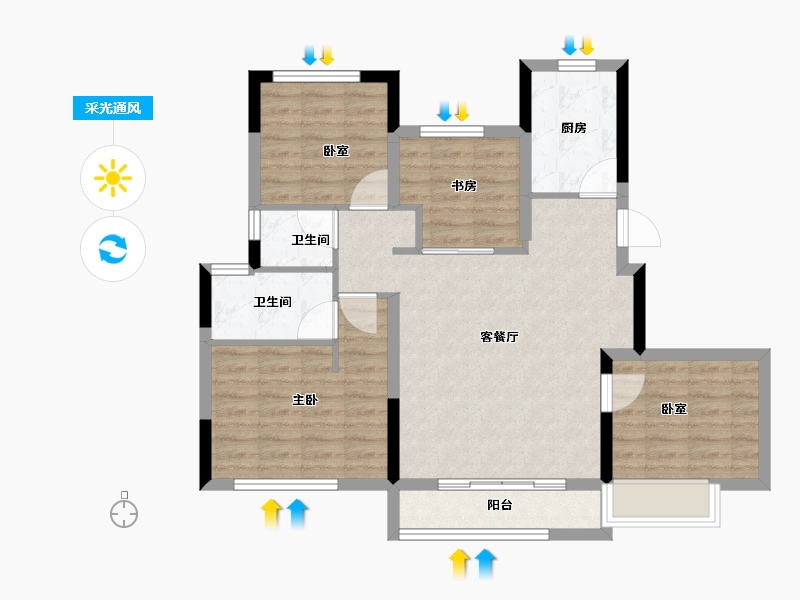 浙江省-嘉兴市-中南正荣海上明悦-82.40-户型库-采光通风