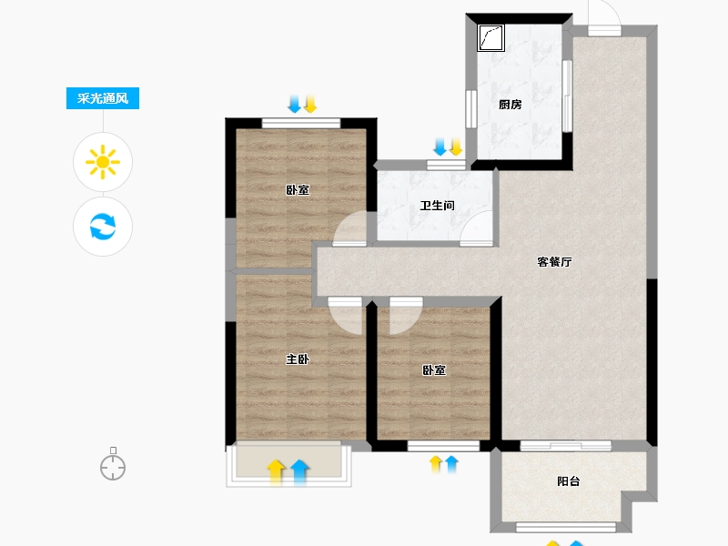 河南省-郑州市-正商兰庭华府-78.35-户型库-采光通风