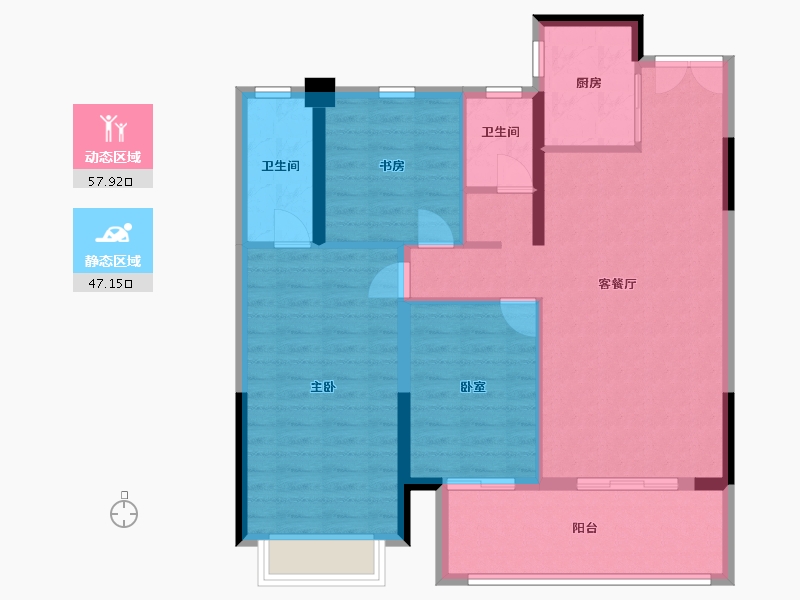 湖南省-张家界市-荣盛华府-95.09-户型库-动静分区