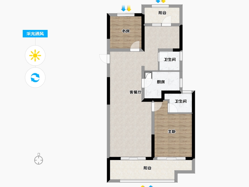 河南省-郑州市-融侨美域-84.73-户型库-采光通风