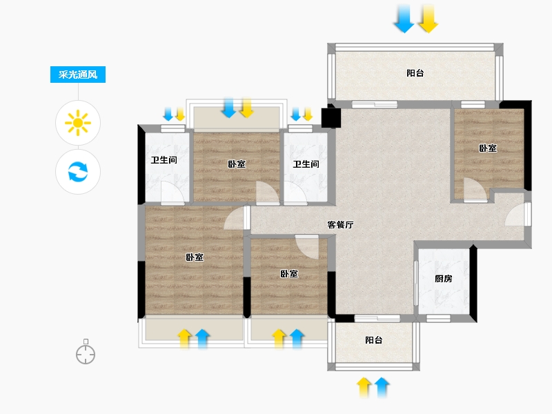 山西省-晋中市-阳光城文澜府1期-93.00-户型库-采光通风