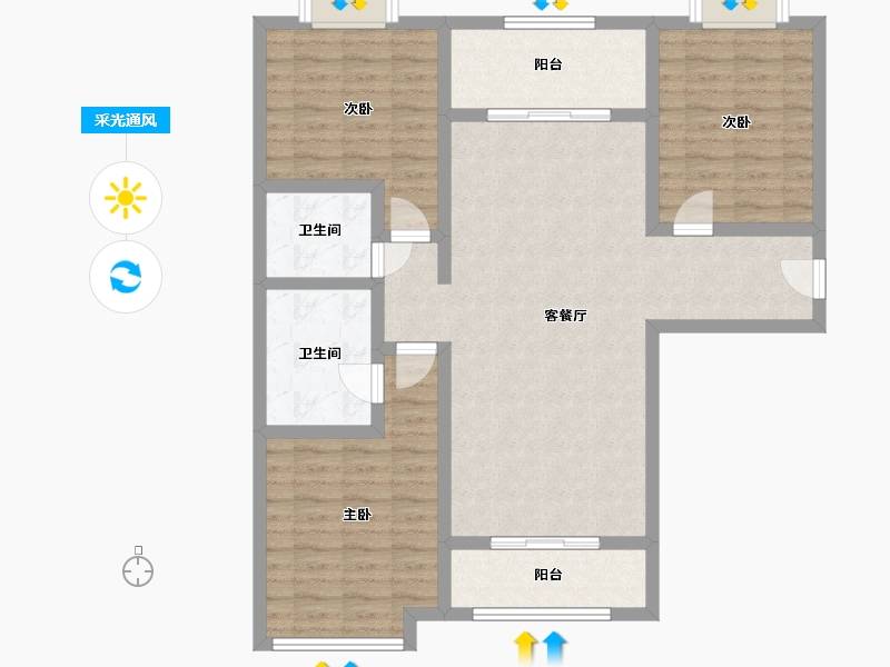 陕西省-渭南市-海兴国际-111.00-户型库-采光通风