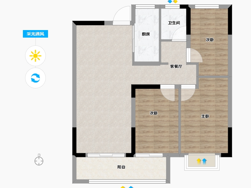 江苏省-南通市-尚上雅居-86.40-户型库-采光通风