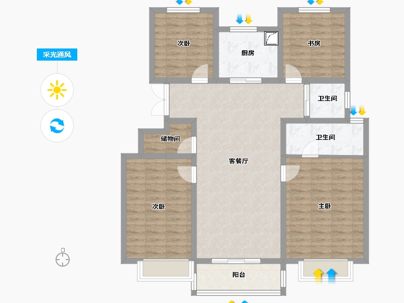 山东省-济南市-国风源墅-110.06-户型库-采光通风