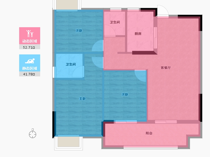 福建省-福州市-建总领筑-85.59-户型库-动静分区