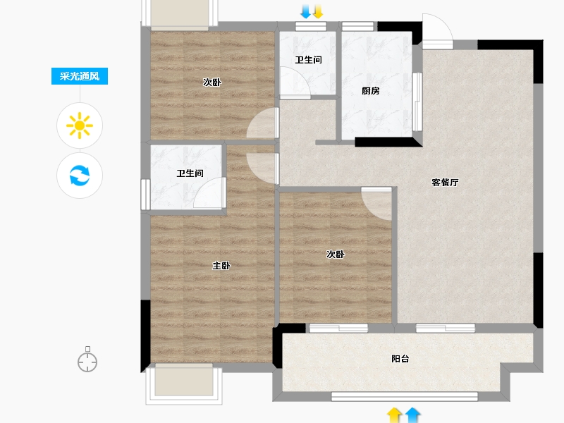 福建省-福州市-建总领筑-85.59-户型库-采光通风