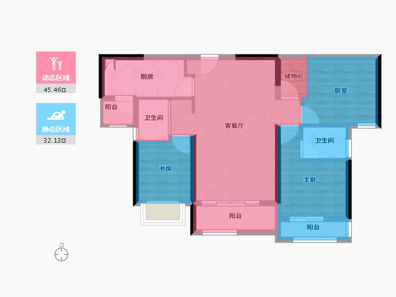 海南省-海口市-锦顺星苑-68.25-户型库-动静分区