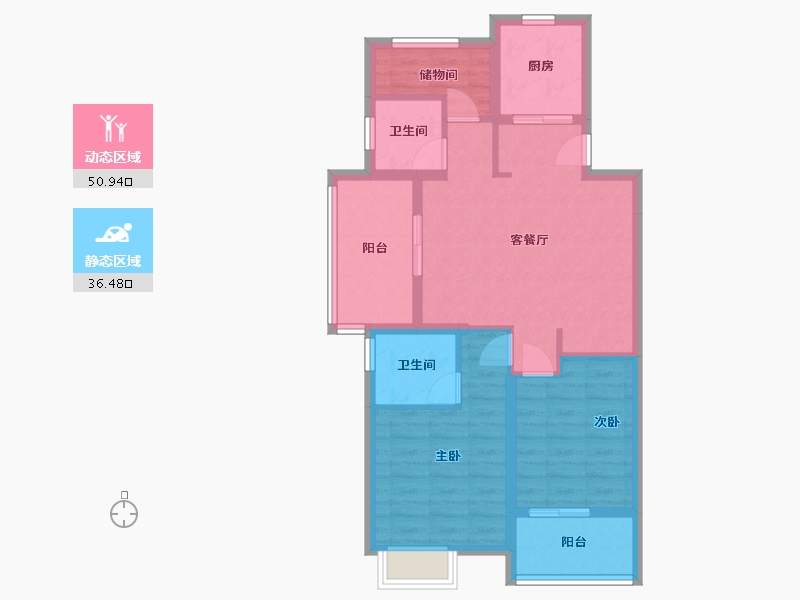 浙江省-嘉兴市-世茂茂悦府-77.59-户型库-动静分区