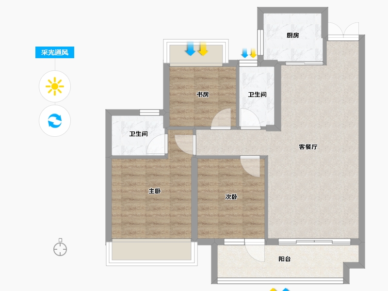 广西壮族自治区-柳州市-君汇濠庭-78.00-户型库-采光通风