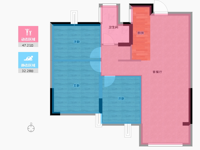 江苏省-南通市-海畔东方城-71.82-户型库-动静分区