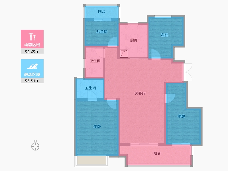 河南省-郑州市-正荣御首府-100.95-户型库-动静分区