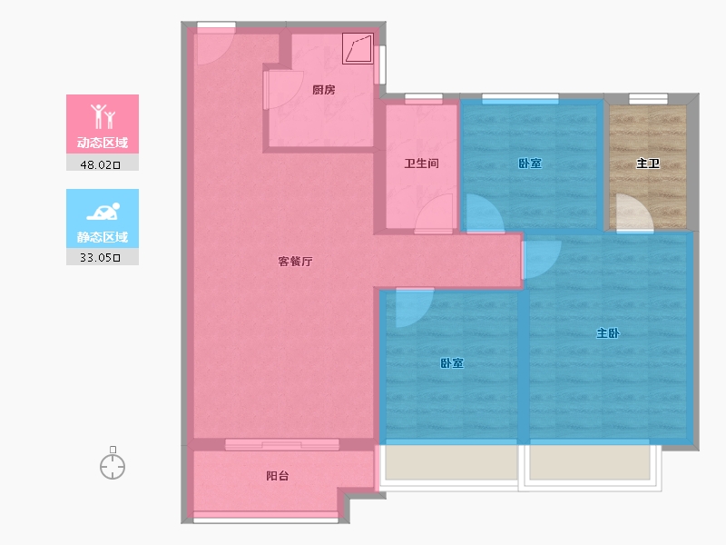 河南省-郑州市-中骏华信·璟悦-76.35-户型库-动静分区