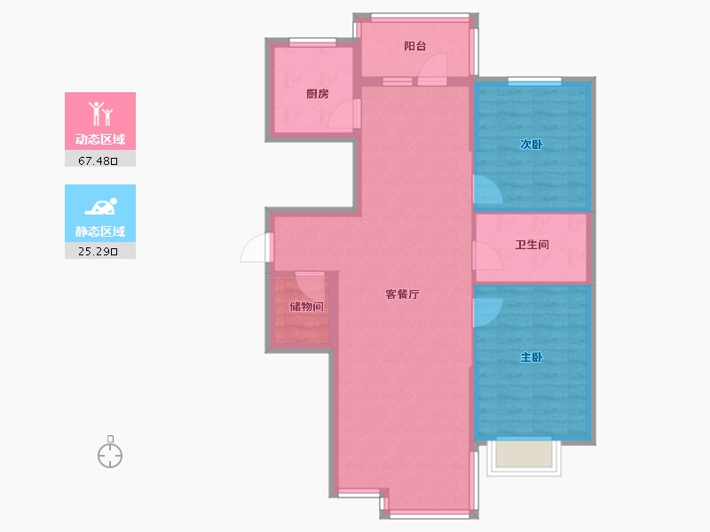 黑龙江省-哈尔滨市-恒祥空间-83.59-户型库-动静分区