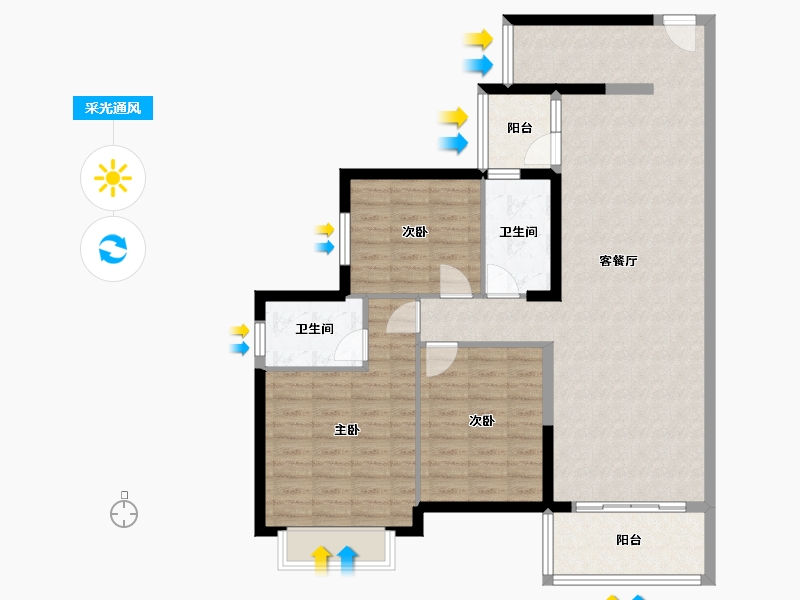 广西壮族自治区-玉林市-万盛中央公馆-105.00-户型库-采光通风