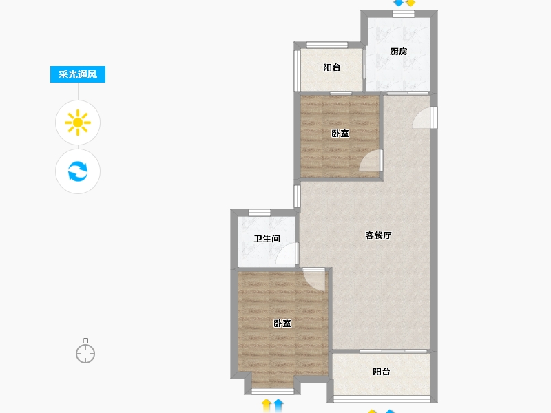 江苏省-苏州市-千灯裕花园二期-70.11-户型库-采光通风