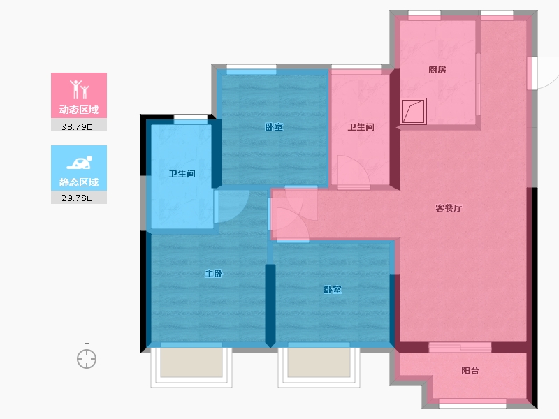 福建省-福州市-国贸学原九溪原一期-67.29-户型库-动静分区