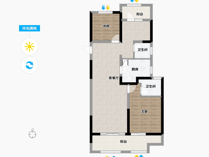 河南省-郑州市-融侨美域-88.73-户型库-采光通风