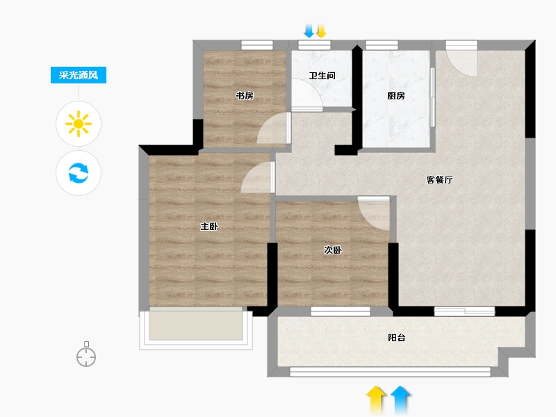 浙江省-嘉兴市-鸿翔·北辰金邸-61.11-户型库-采光通风